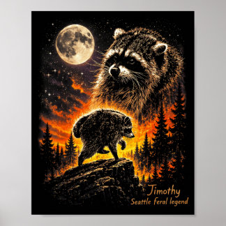 Jimothy Raccoon Howling Moon Meme Funny Jimothy Poster
