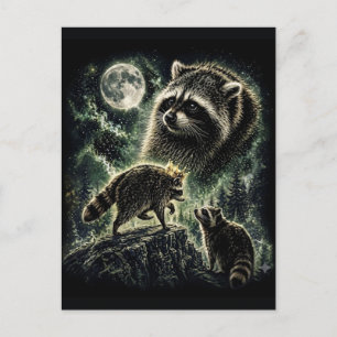 Jimothy Raccoon, Three Raccoon Moon Funny Meme Cut Postcard