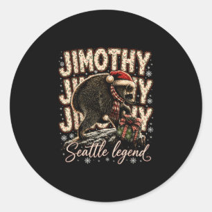Jimothy seattle legend raccoon christmas santa hat classic round sticker