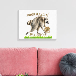 Jimothy the Raccoon: Book Bandit Canvas Wall Art