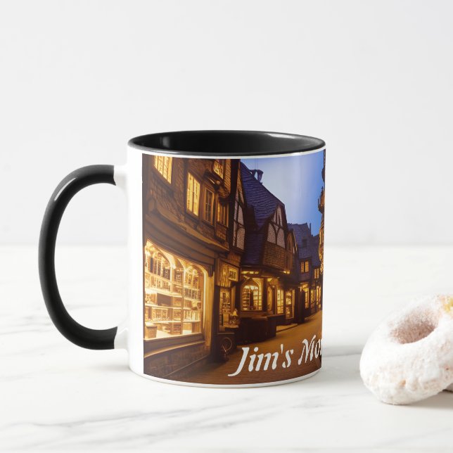 JIm's Morning Caffeine Personalized Customizable Mug (With Donut)