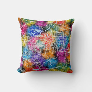 Jinan China City Map Throw Pillow
