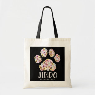 Jindo Mama Floral Paw Dog Mom Tote Bag