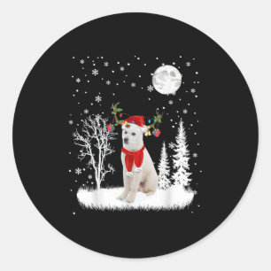 Jindo Under Moonlight Snow Christmas Pajama  Classic Round Sticker