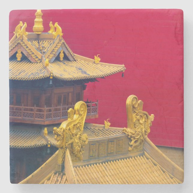 Jing'an Temple, Shanghai, China Stone Coaster (Front)