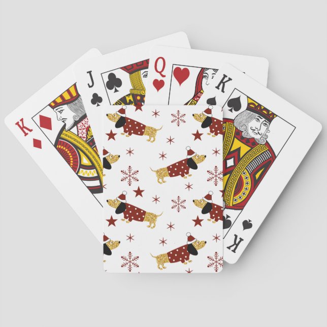 Jingle All the Dachshund Way Playing Cards (Back)