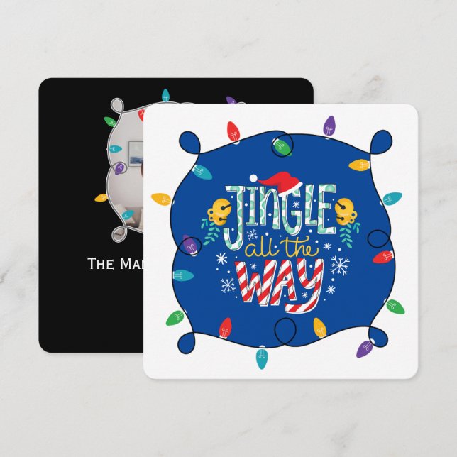 Jingle all the way (add your photo) holiday card (Front/Back)