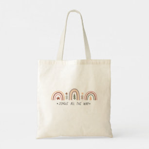 Jingle all the way Boho Christmas pink red green Tote Bag