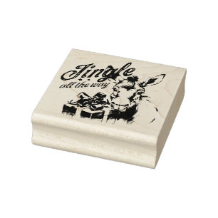 Jingle All the Way Christmas Farm Donkey Rubber Stamp