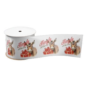 Jingle All the Way Christmas Farm Donkey Satin Ribbon