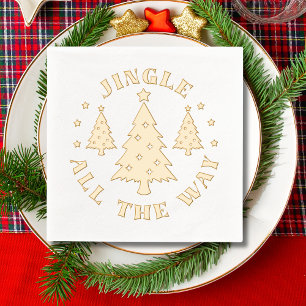 Jingle All The Way Christmas Tree Holiday Foil Napkins