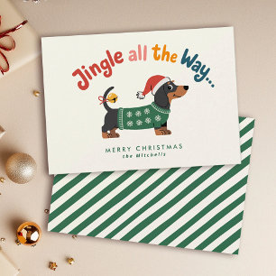Jingle All the Way – Dog Sweater Funny Non Photo Holiday Card