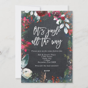 jingle all the way holiday party sparkly invitation