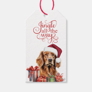 Jingle All the Way Irish Setter Dog Christmas Gift Tags