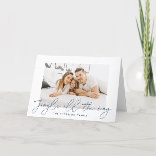 Jingle All The Way Navy Script Photo Holiday Card