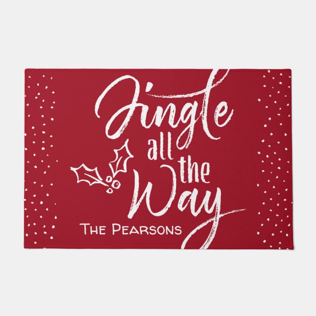 Jingle All the Way - Personalized Christmas Doormat (Front)