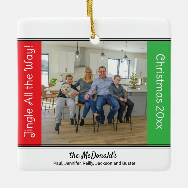 Jingle All the Way Personalized Christmas Ornament (Front)