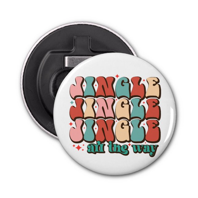 Jingle all the way Retro Groovy Christmas Holidays Bottle Opener (Front)