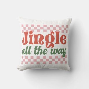 Jingle All The Way Retro Groovy Christmas Throw Pillow