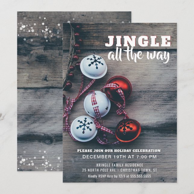 Jingle All the Way Rustic Holiday Party Invitation (Front/Back)