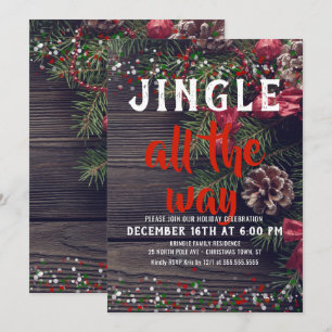 Jingle All the Way Rustic Holiday Party Invitation