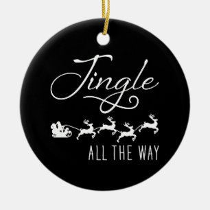 Jingle All The Way-Santa's Sleigh Christmas Black Ceramic Ornament