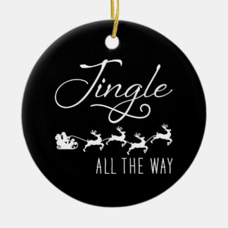 Jingle All The Way-Santa's Sleigh Christmas Black Ceramic Ornament