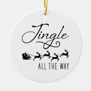 Jingle All The Way-Santa's Sleigh Christmas Round Ceramic Ornament