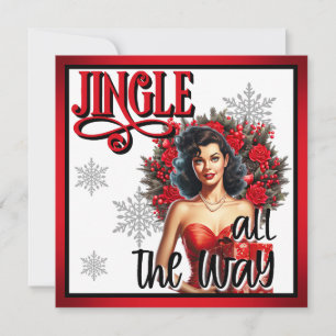 Jingle all the Way Vintage Pinup Holiday Card