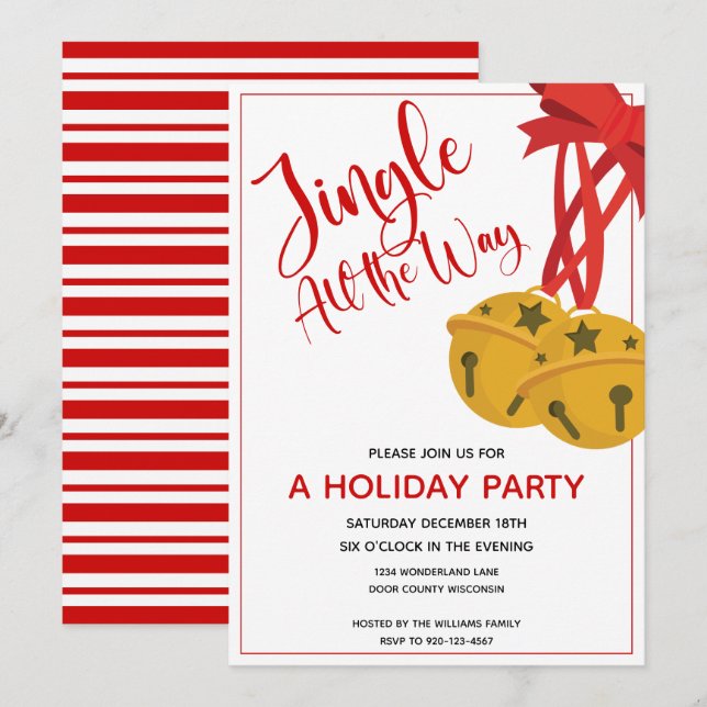 Jingle All Way Bells Fête Invitation (Devant / Derrière)