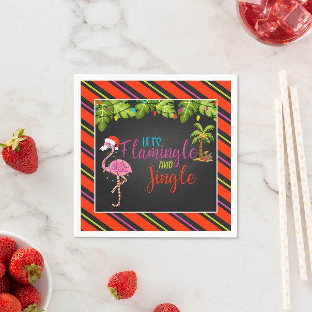 Jingle and Flamingle Christmas Party Napkins - Bl (Insitu)