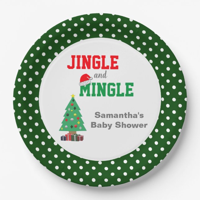 Jingle And Mingle Baby Shower Paper Plate (Front)