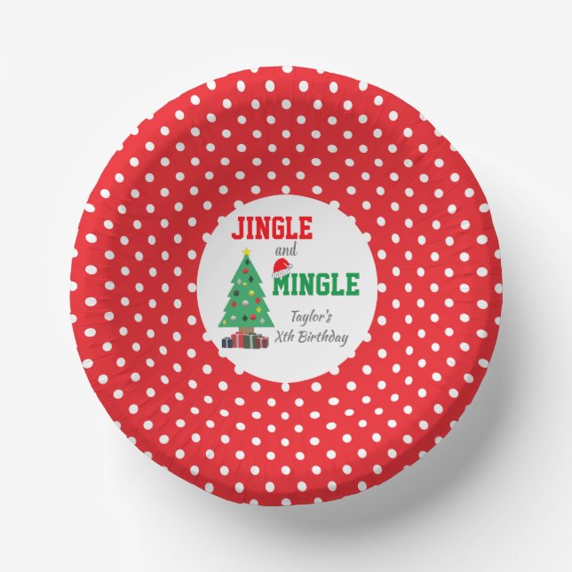 Jingle And Mingle Birthday Paper Plate (Front)