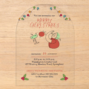 Jingle And Mingle Christmas Cocktail Party Acrylic Invitations