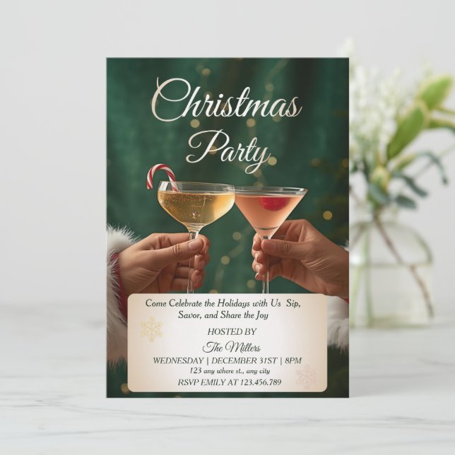 Jingle And Mingle Christmas Cocktail Party Invitat Invitation (Standing Front)