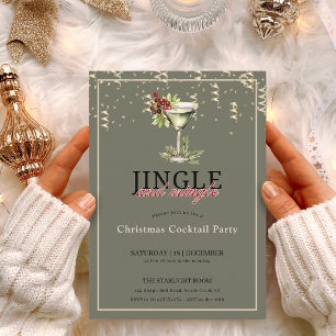 Jingle and mingle christmas cocktail party  invitation