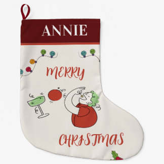 Jingle And Mingle Christmas Cocktail Party Large Christmas Stocking