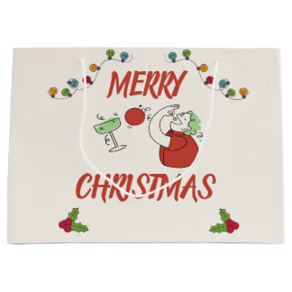Jingle And Mingle Christmas Cocktail Party Large Gift Bag