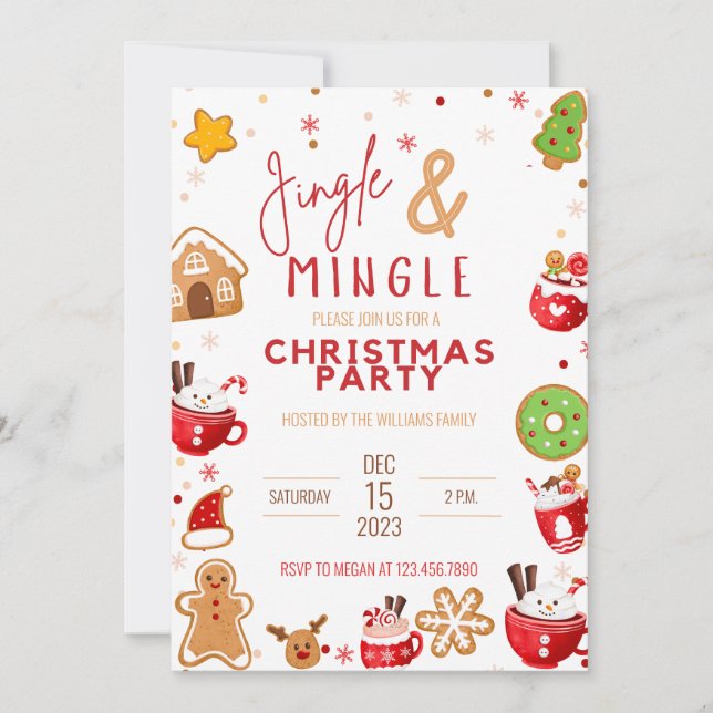 Jingle and Mingle Christmas Cookie Party Invitation (Front)