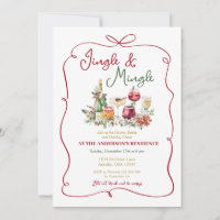 Jingle and Mingle Christmas Dinner Hand Drawn