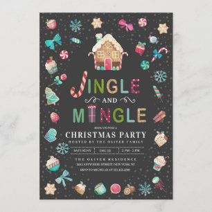 Jingle and Mingle Christmas Gingerbread Party Invitation
