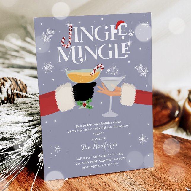 Jingle And Mingle Christmas Holiday Cocktail Party Invitation (Creator Uploaded)