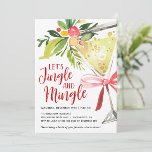 Jingle and Mingle Christmas Holiday Cocktail Party Invitation