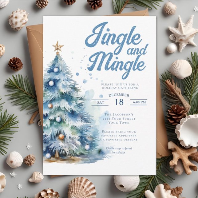 Jingle and Mingle Christmas Holiday Dinner Party Invitation (Creator Uploaded)