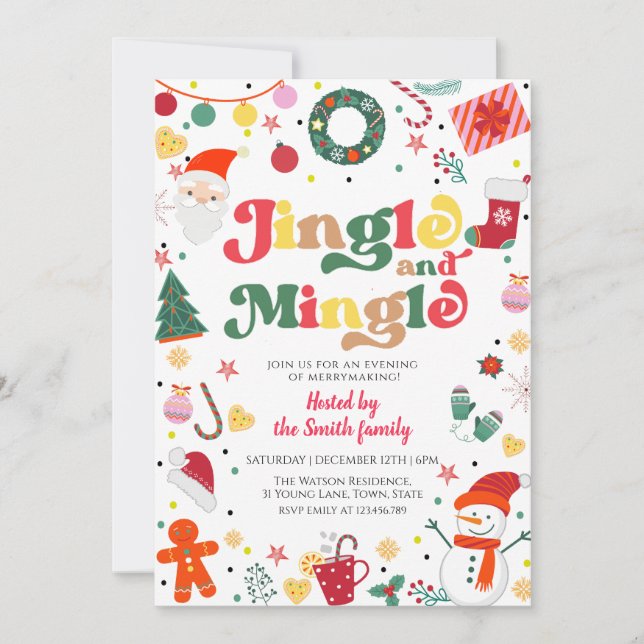Jingle And Mingle Christmas Holiday Party Invitation (Front)