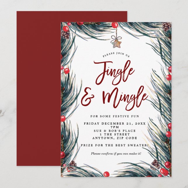 jingle and mingle christmas party invitation (Front/Back)