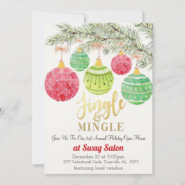 Jingle and Mingle Christmas Party Invitation (Front)