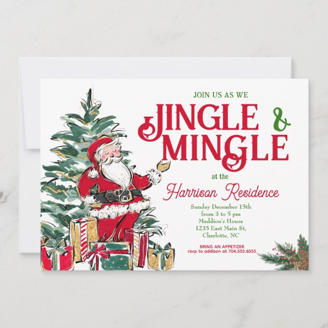 Jingle and Mingle Christmas Party Invite (Front)