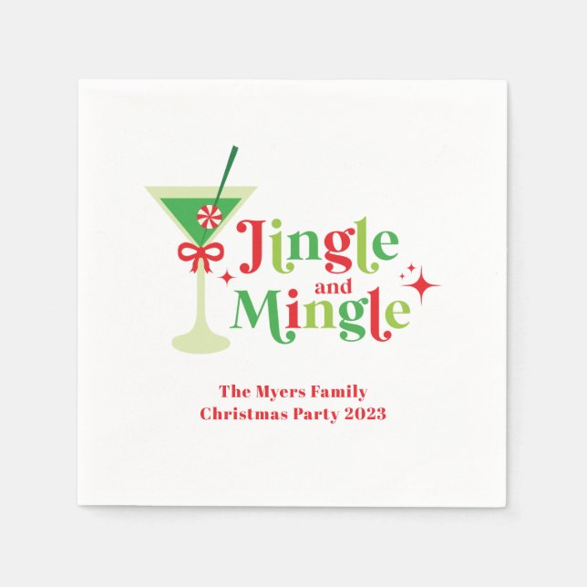 Jingle and Mingle Christmas Party Napkin (Front)