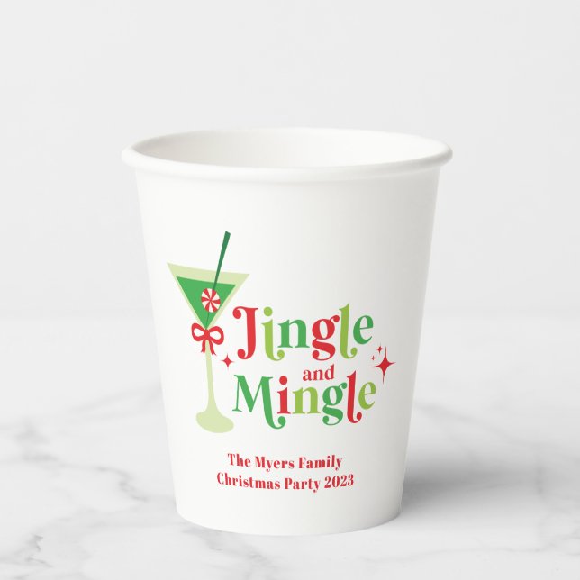 Jingle and Mingle Christmas Party Paper Cups (Front)
